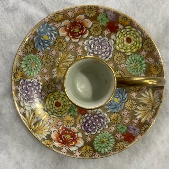 Vintage Japanese Kutani Porcelain Candlestick Holder W/Handle - Picture 2 of 3